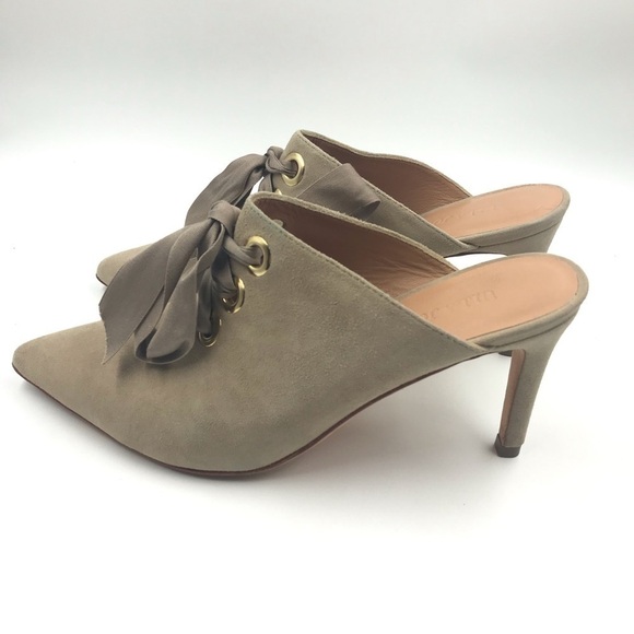 Ulla Johnson Oona Beige Tan Suede Pointed Toe Heel Mules size EU 36 US 5.5 - Picture 3 of 7